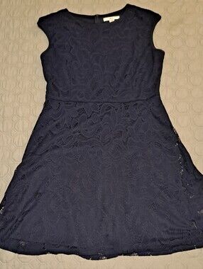 Wisp Navy Blue Lace Fit & Flare Dress - Sz 16